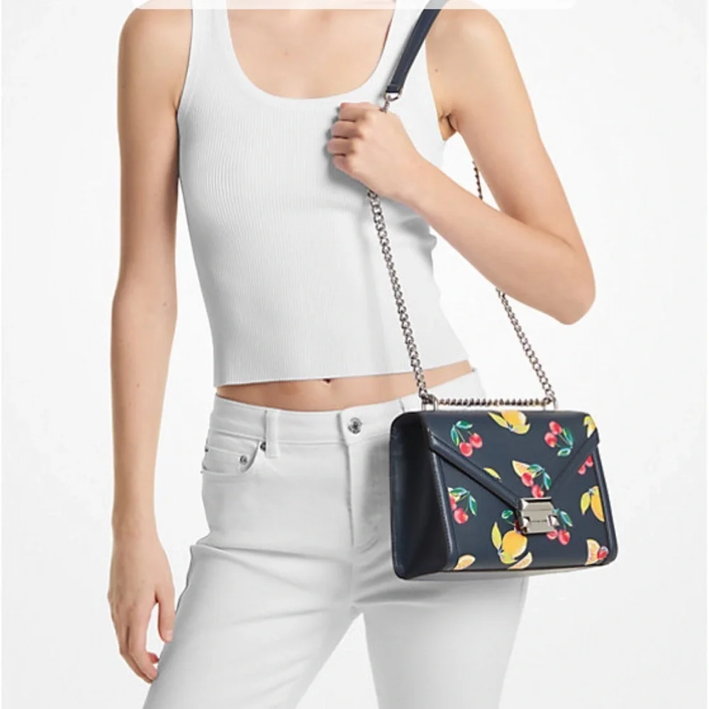 Michael Kors Whitney Medium Sequined Fruit Print Shoulder Bag Crossbody